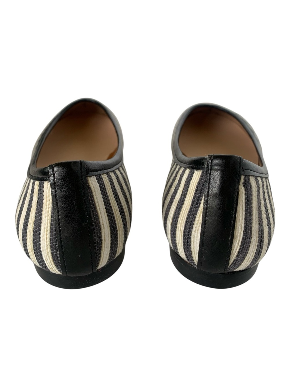 NEW French Sole FS/NY Olivia Ballet Flats Black Beige Stripe Made In Spain SZ 9 - Picture 10 of 16